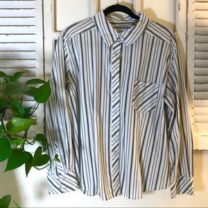 Blue Striped Button Down Top